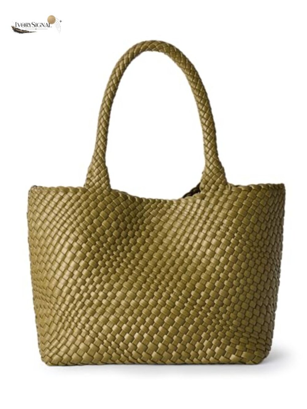 Woven Vegan Leather Large Shoulder Tote Bag with Magnetic Closure